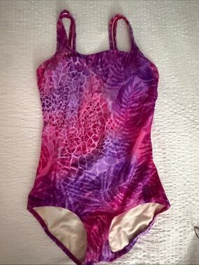 Speedo Pink and Purple Printed One-Piece Swimsuit